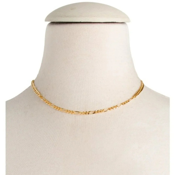 MIA FIORE Made In Italy 18kt Gold Plated Figaro Mixed Chain Necklace - Picture 1 of 2